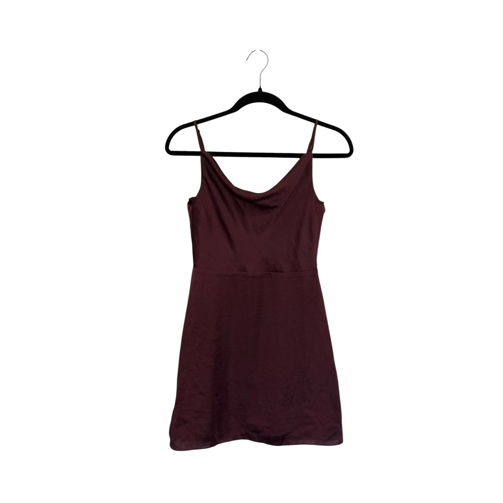 Sunday Best Chocolated Borwn Satin Cowl Neck Mini Dress, 2
